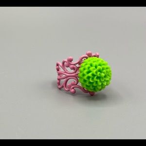 Green and Pink Filigree Ring